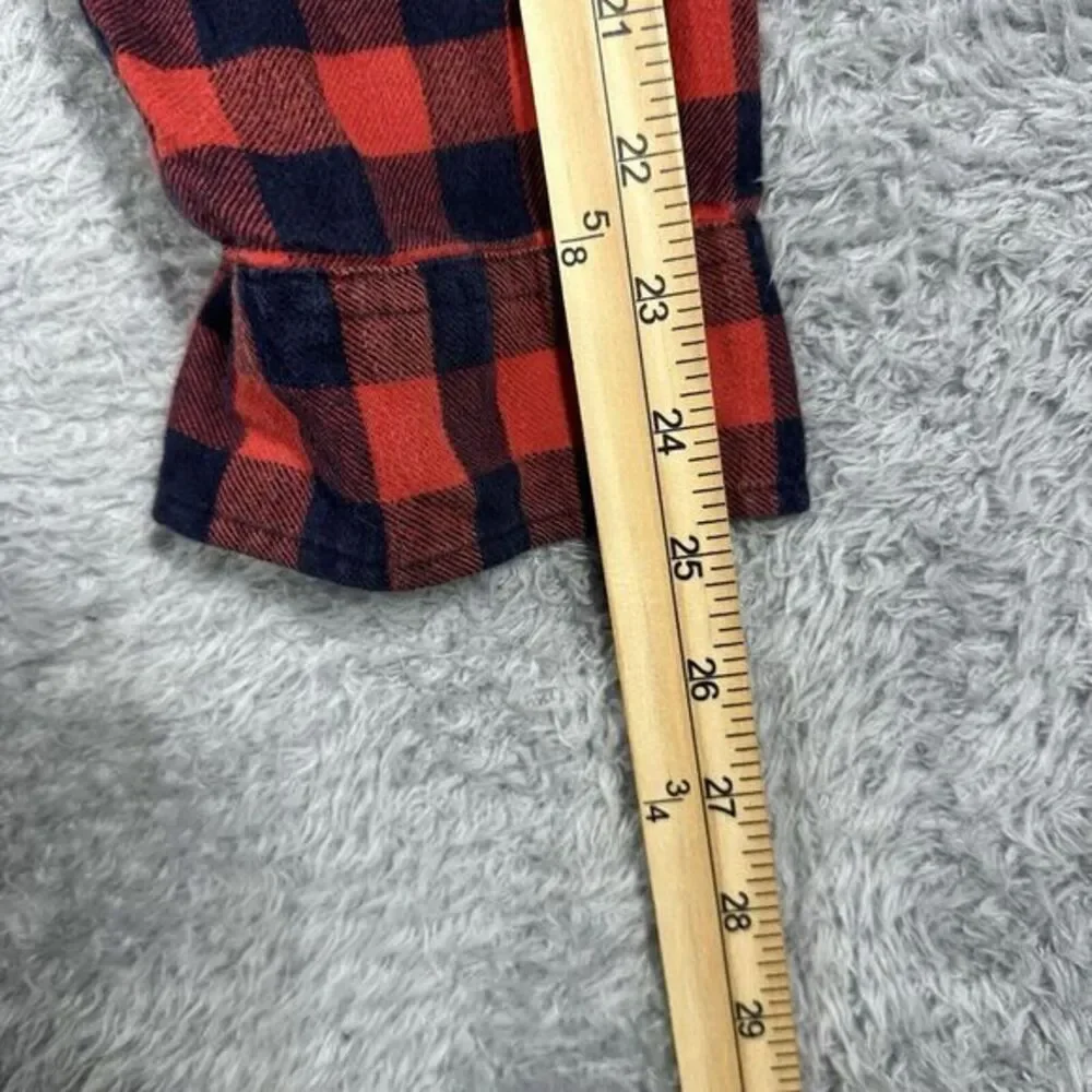 J. Crew Flannel Shirt Mens Small Slim Fit Red Plaid Button Up‎ Long Sleeve